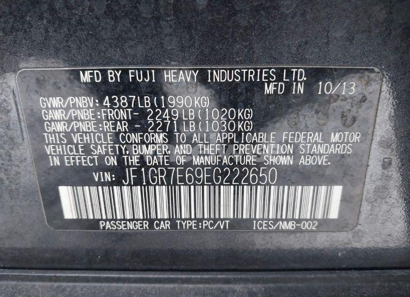 Photo 9 of 2014 Subaru Impreza WRX (VIN JF1GR7E69EG222650)