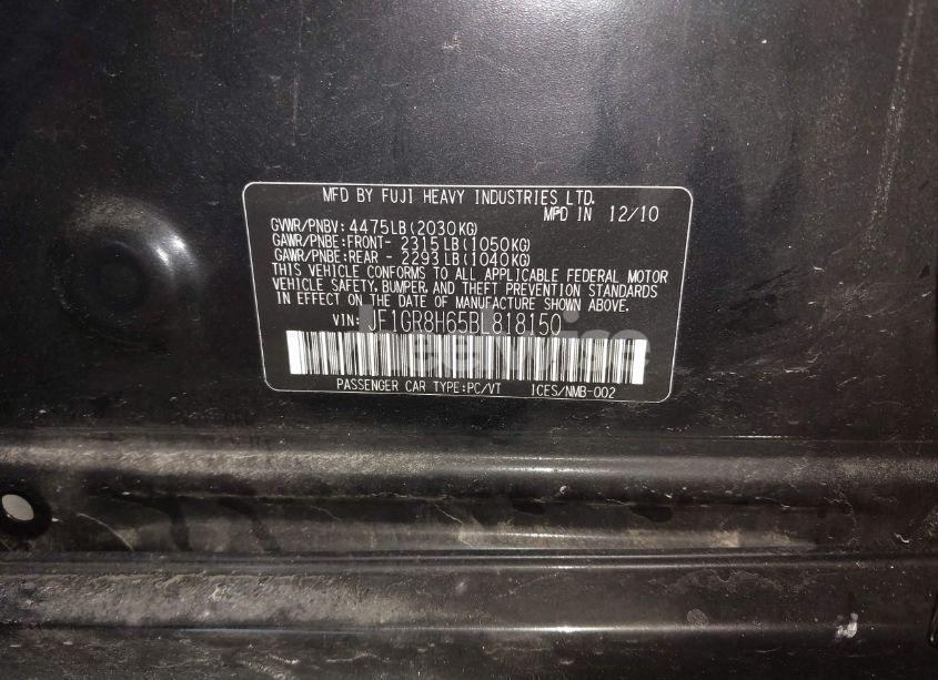 Photo 9 of 2011 Subaru Impreza WRX STI (VIN JF1GR8H65BL818150)