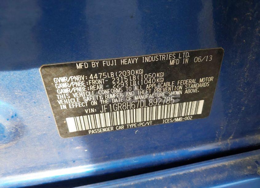 Photo 9 of 2013 Subaru Impreza WRX STI (VIN JF1GR8H67DL892785)