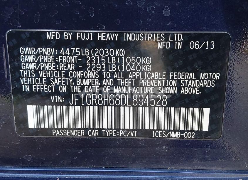 Photo 9 of 2013 Subaru Impreza WRX STI (VIN JF1GR8H68DL894528)