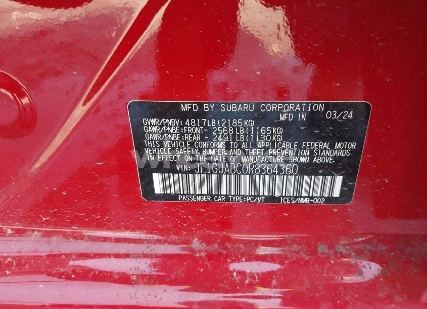 Photo 9 of 2024 Subaru Impreza BASE 5-DOOR (VIN JF1GUABC0R8364360)