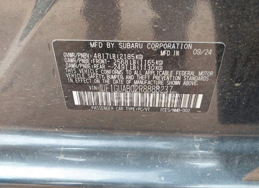 Photo 9 of 2024 Subaru Impreza BASE 5-DOOR (VIN JF1GUABC2R8888237)