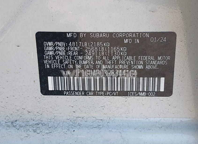 Photo 9 of 2024 Subaru Impreza BASE 5-DOOR (VIN JF1GUABC3R8344104)