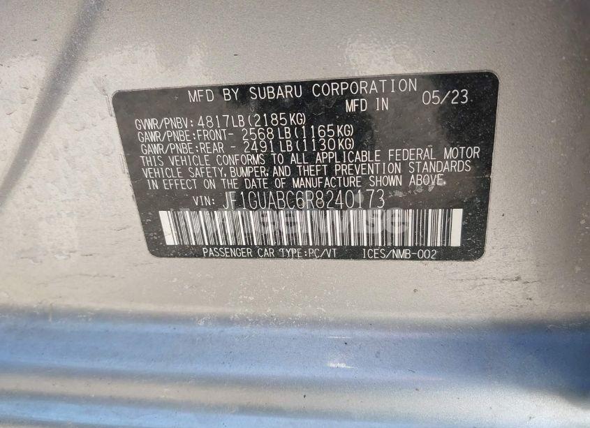 Photo 9 of 2024 Subaru Impreza BASE 5-DOOR (VIN JF1GUABC6R8240173)