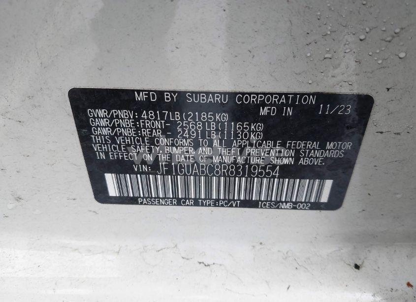 Photo 9 of 2024 Subaru Impreza BASE 5-DOOR (VIN JF1GUABC8R8319554)
