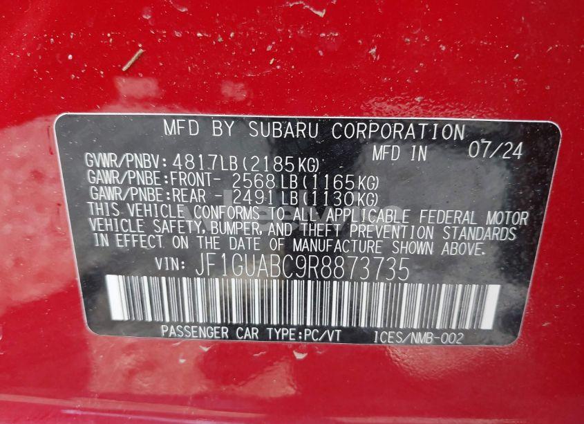 Photo 9 of 2024 Subaru Impreza BASE 5-DOOR (VIN JF1GUABC9R8873735)