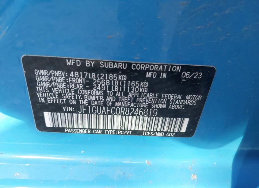 Photo 9 of 2024 Subaru Impreza SPORT 5-DOOR (VIN JF1GUAFC0R8246819)