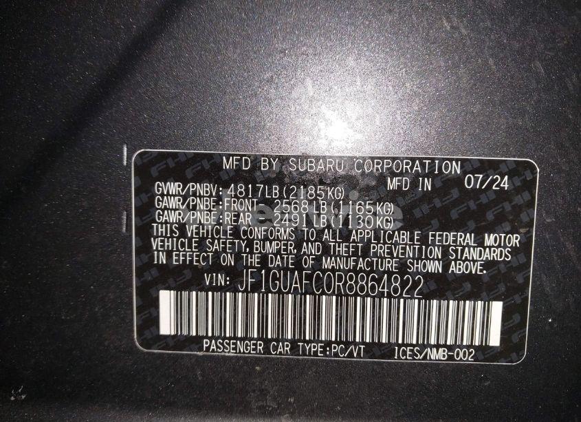 Photo 9 of 2024 Subaru Impreza SPORT 5-DOOR (VIN JF1GUAFC0R8864822)