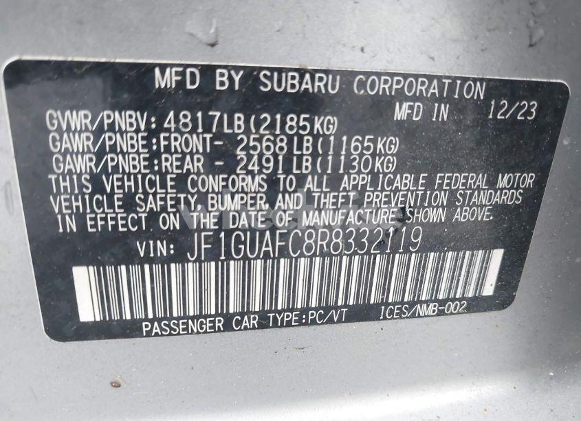 Photo 9 of 2024 Subaru Impreza SPORT 5-DOOR (VIN JF1GUAFC8R8332119)