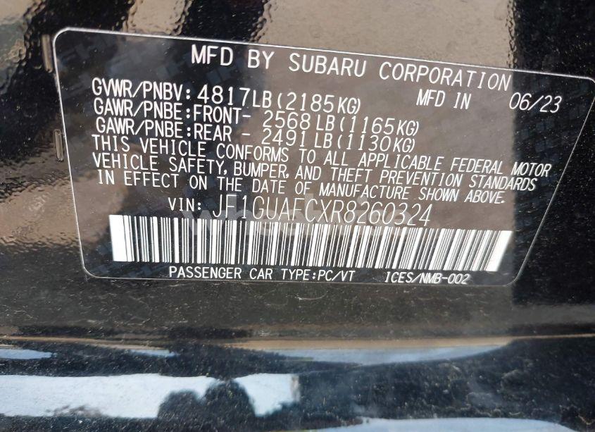 Photo 9 of 2024 Subaru Impreza SPORT 5-DOOR (VIN JF1GUAFCXR8260324)