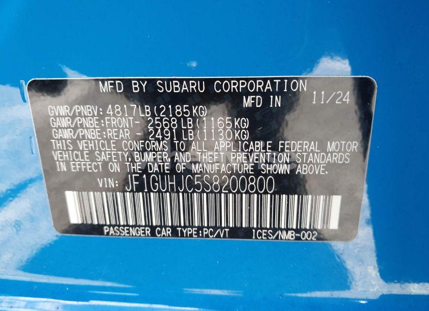 Photo 9 of 2025 Subaru Impreza RS 5-DOOR (VIN JF1GUHJC5S8200800)