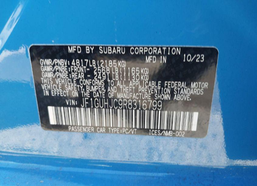 Photo 9 of 2024 Subaru Impreza RS 5-DOOR (VIN JF1GUHJC9R8316799)