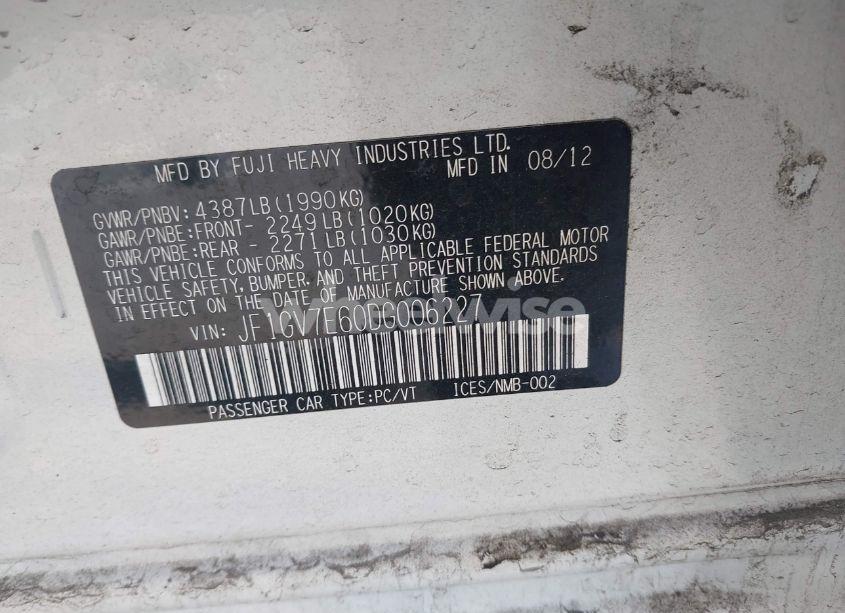 Photo 9 of 2013 Subaru Impreza WRX (VIN JF1GV7E60DG006227)