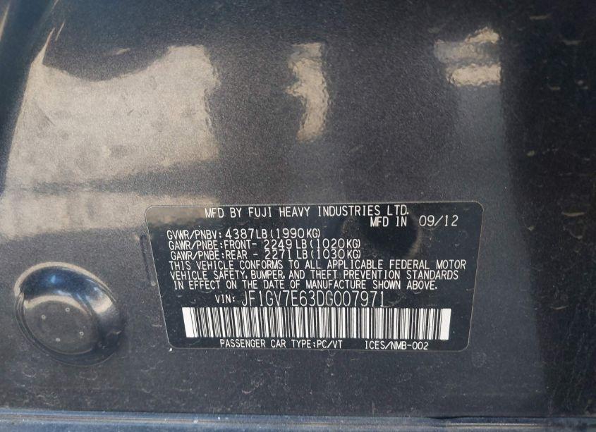 Photo 9 of 2013 Subaru Impreza WRX (VIN JF1GV7E63DG007971)