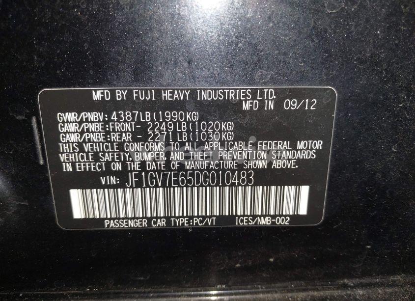 Photo 9 of 2013 Subaru Impreza WRX (VIN JF1GV7E65DG010483)