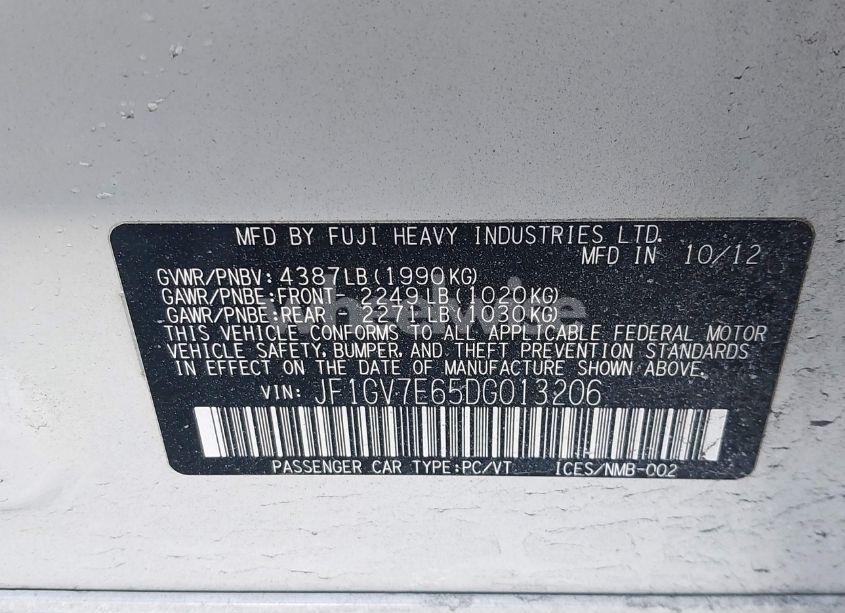 Photo 9 of 2013 Subaru Impreza WRX (VIN JF1GV7E65DG013206)