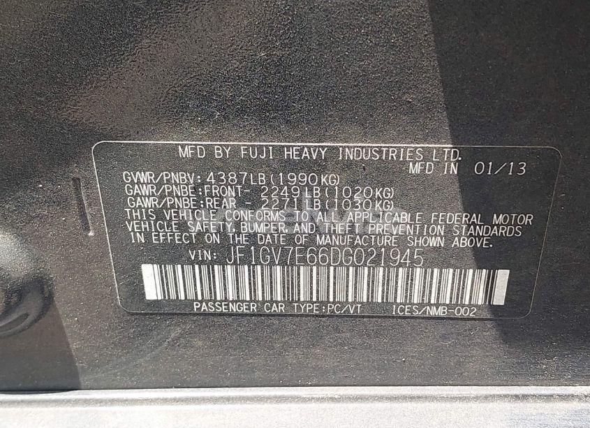 Photo 9 of 2013 Subaru Impreza WRX (VIN JF1GV7E66DG021945)