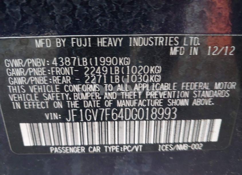 Photo 9 of 2013 Subaru Impreza WRX PREMIUM (VIN JF1GV7F64DG018993)