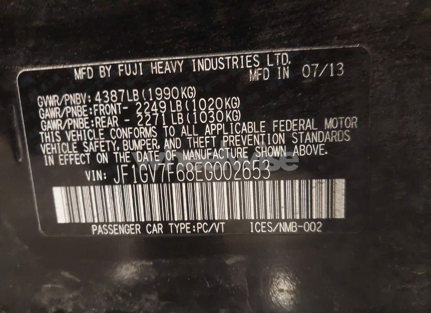 Photo 9 of 2014 Subaru Impreza WRX PREMIUM (VIN JF1GV7F68EG002653)