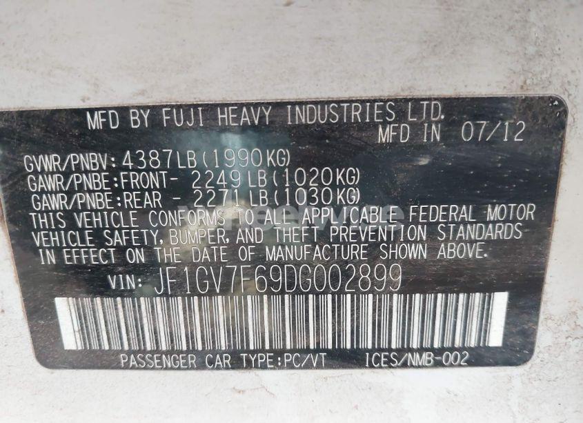 Photo 9 of 2013 Subaru Impreza WRX LIMITED (VIN JF1GV7F69DG002899)