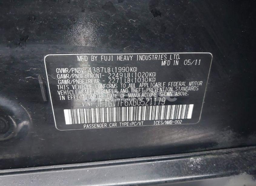 Photo 9 of 2011 Subaru Impreza WRX PREMIUM (VIN JF1GV7F6XBG521179)