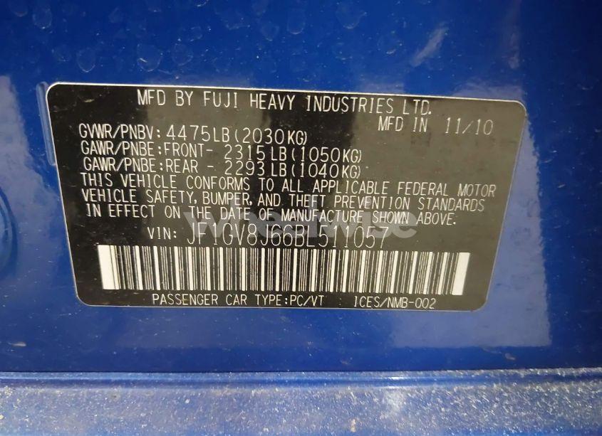 Photo 9 of 2011 Subaru Impreza WRX STI LIMITED (VIN JF1GV8J66BL511057)