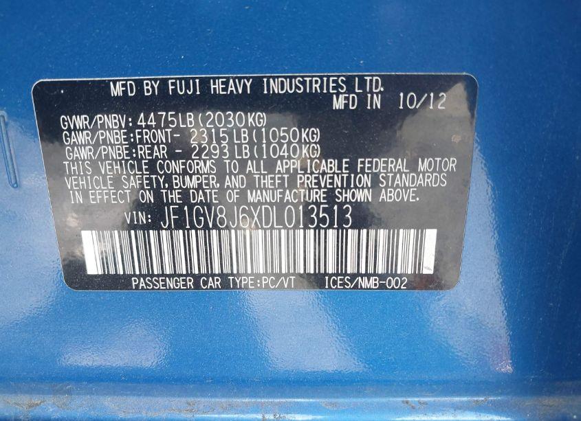 Photo 9 of 2013 Subaru Impreza WRX STI LIMITED (VIN JF1GV8J6XDL013513)