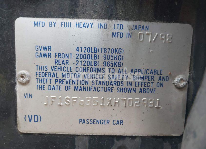 Photo 9 of 1999 Subaru Forester L (VIN JF1SF6351XH702931)