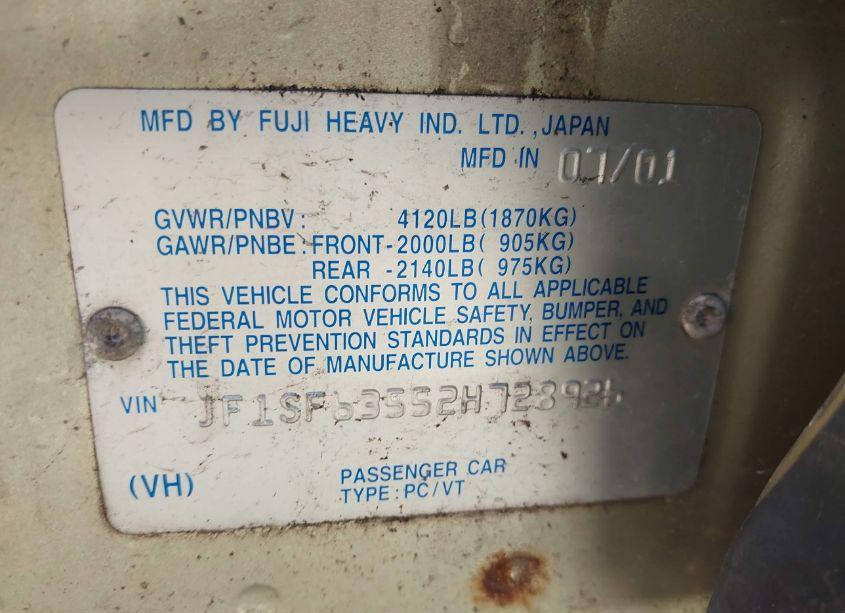 Photo 9 of 2002 Subaru Forester L (VIN JF1SF63552H728926)