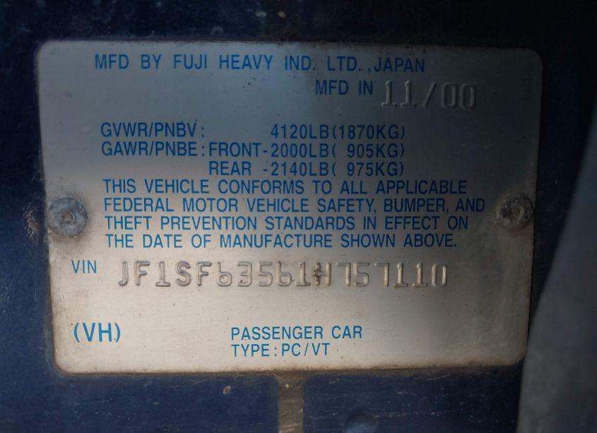 Photo 9 of 2001 Subaru Forester L (VIN JF1SF63561H757110)