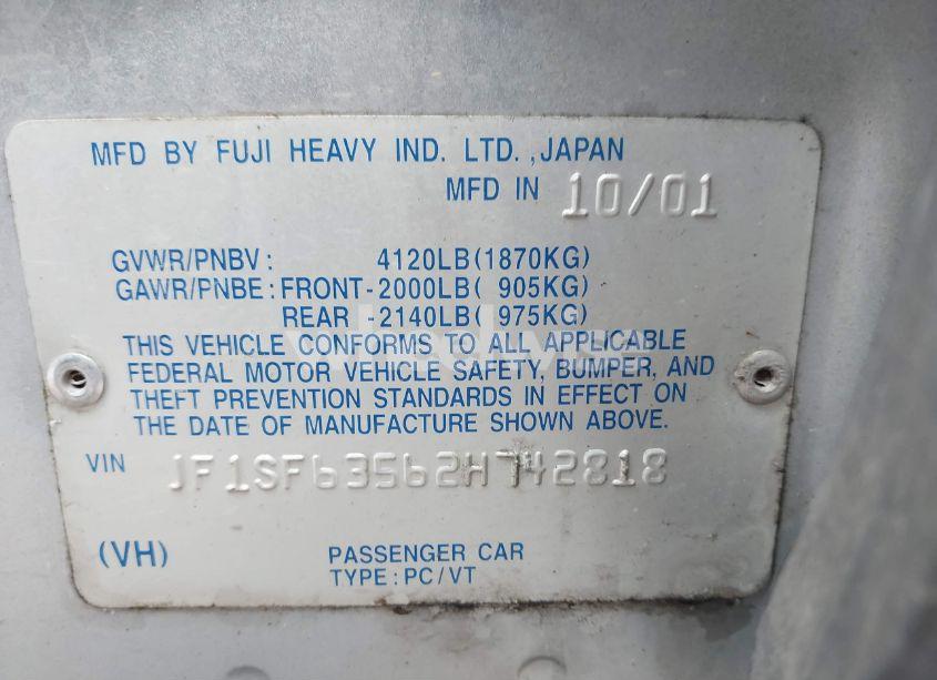 Photo 9 of 2002 Subaru Forester L (VIN JF1SF63562H742818)