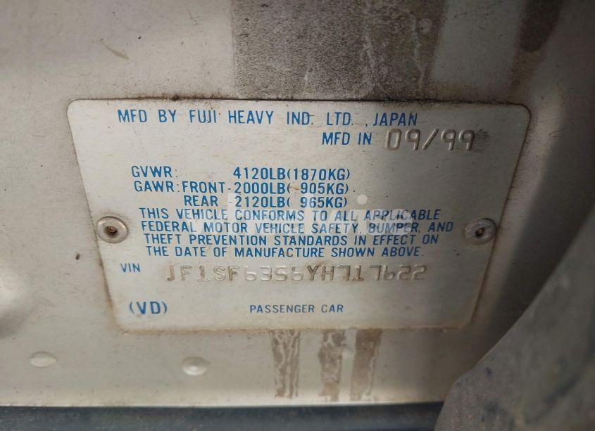 Photo 9 of 2000 Subaru Forester L (VIN JF1SF6356YH717622)