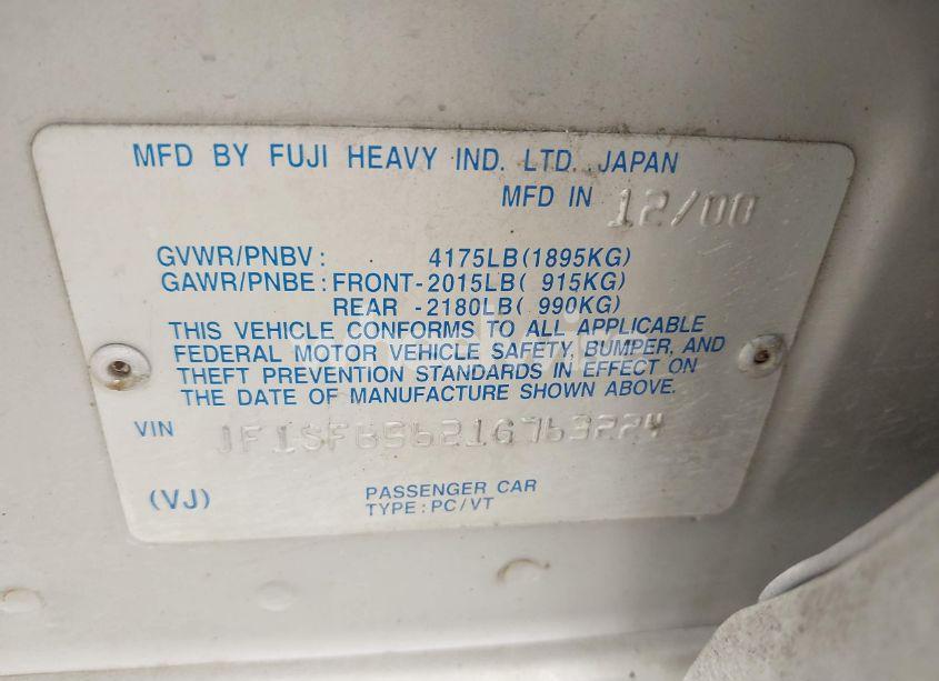 Photo 9 of 2001 Subaru Forester S (VIN JF1SF65621G763224)