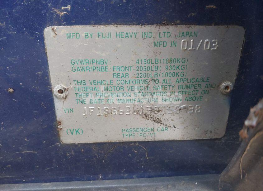 Photo 9 of 2003 Subaru Forester X (VIN JF1SG63613G758938)