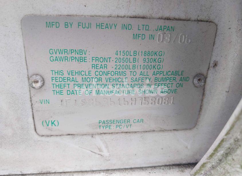 Photo 9 of 2006 Subaru Forester 2.5X (VIN JF1SG63616H758081)