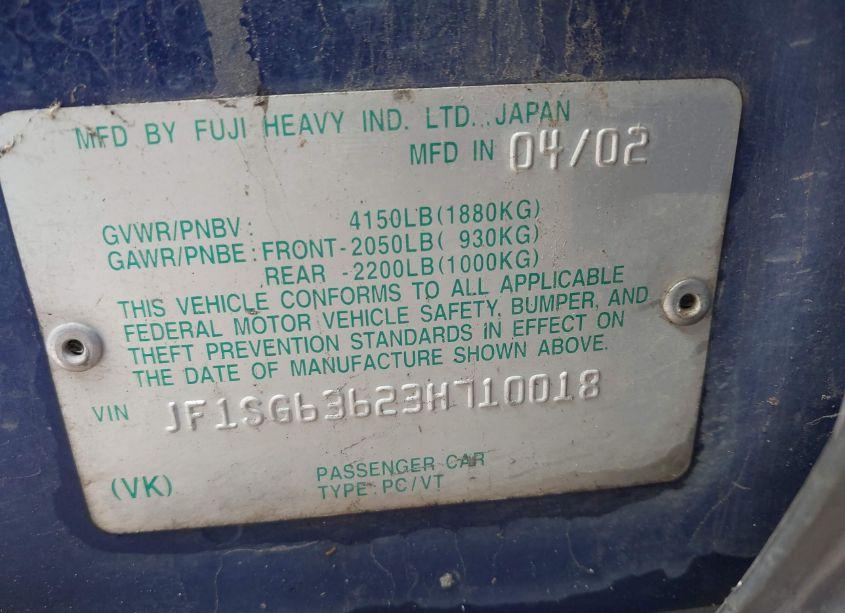 Photo 9 of 2003 Subaru Forester X (VIN JF1SG63623H710018)