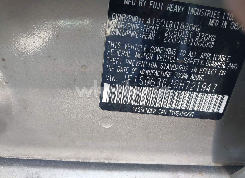 Photo 9 of 2008 Subaru Forester 2.5X (VIN JF1SG63628H721947)