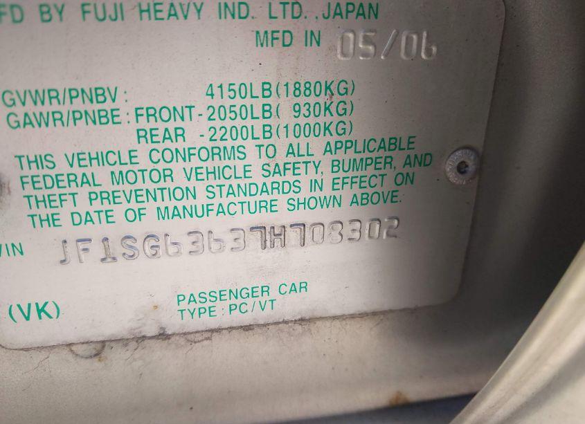 Photo 9 of 2007 Subaru Forester 2.5X (VIN JF1SG63637H708302)