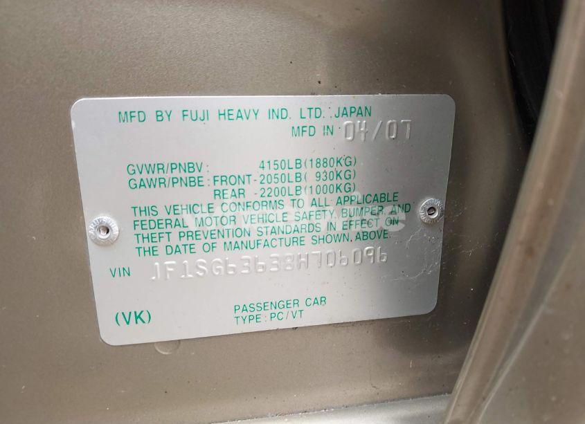 Photo 9 of 2008 Subaru Forester 2.5X (VIN JF1SG63638H706096)