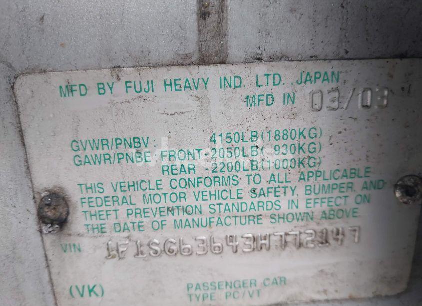 Photo 9 of 2003 Subaru Forester X (VIN JF1SG63643H772147)