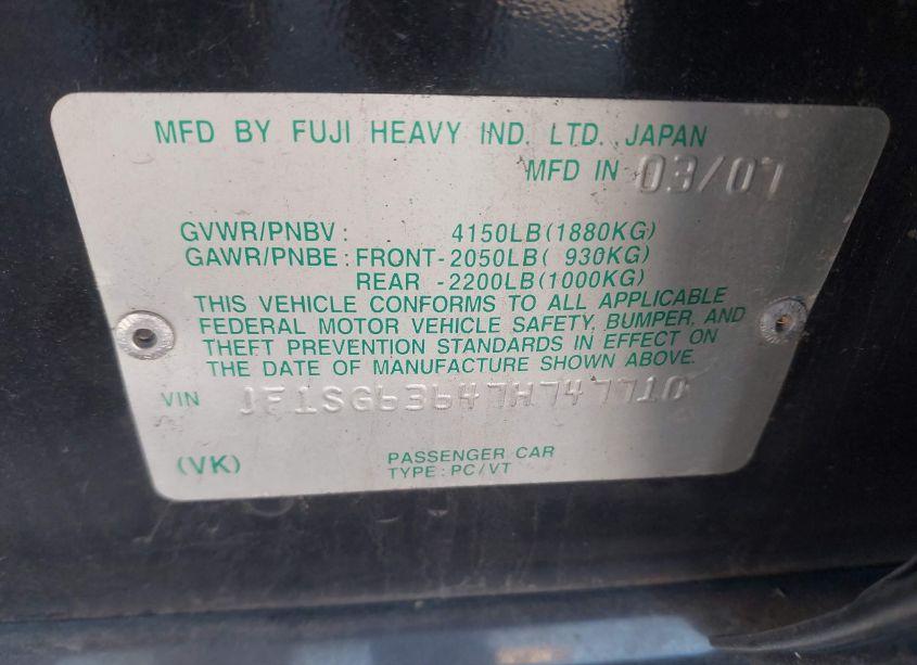 Photo 9 of 2007 Subaru Forester 2.5X (VIN JF1SG63647H747710)