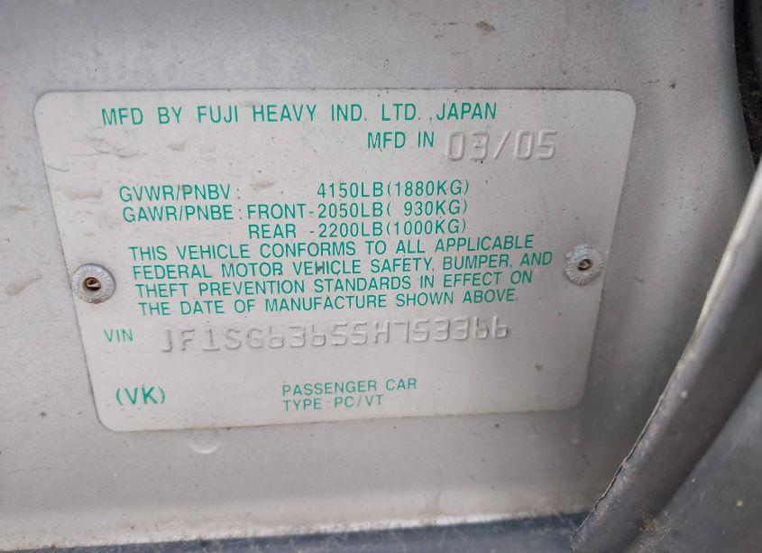 Photo 9 of 2005 Subaru Forester 2.5X (VIN JF1SG63655H753366)