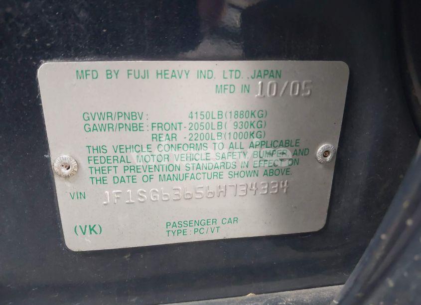 Photo 9 of 2006 Subaru Forester 2.5X (VIN JF1SG63656H734334)