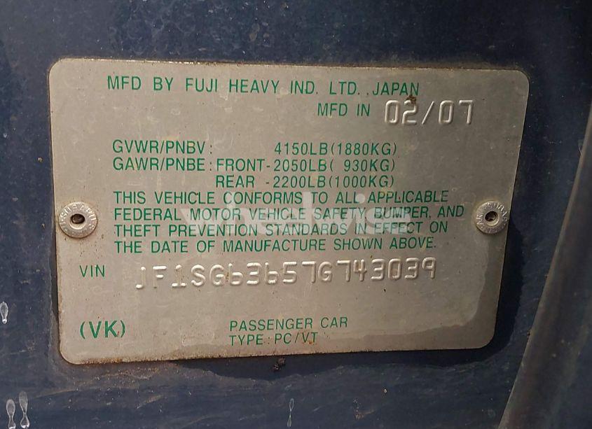 Photo 9 of 2007 Subaru Forester 2.5X (VIN JF1SG63657G743039)