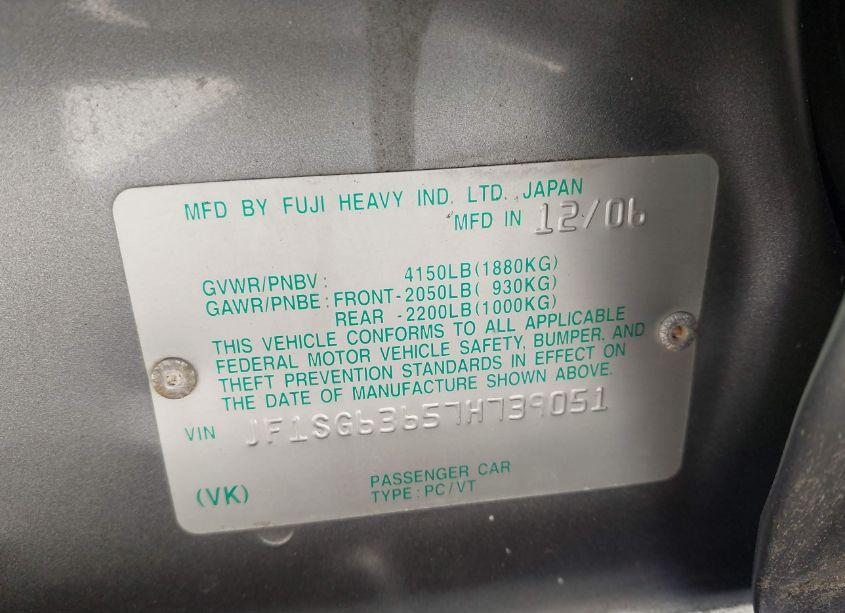 Photo 9 of 2007 Subaru Forester SPORTS 2.5X (VIN JF1SG63657H739051)