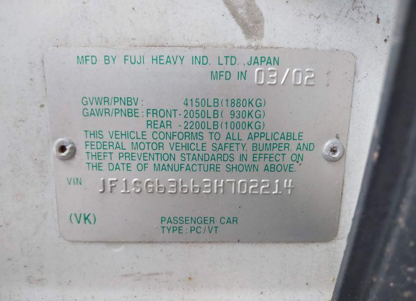 Photo 9 of 2003 Subaru Forester X (VIN JF1SG63663H702214)