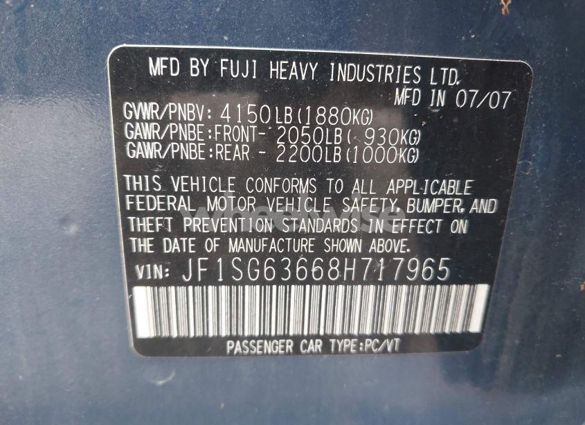 Photo 9 of 2008 Subaru Forester 2.5X (VIN JF1SG63668H717965)