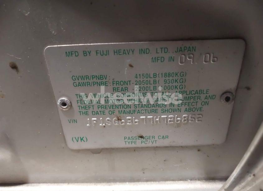 Photo 9 of 2007 Subaru Forester 2.5X (VIN JF1SG63677H726852)