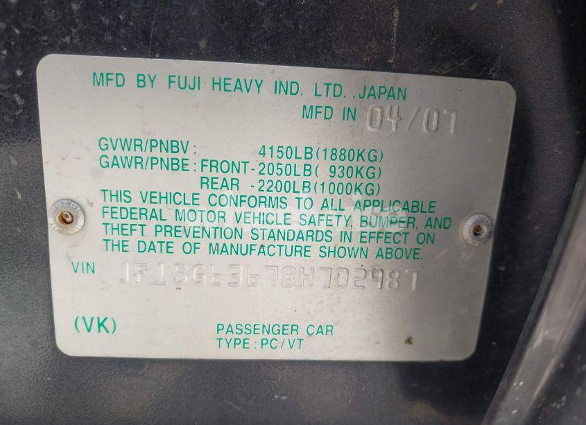 Photo 9 of 2008 Subaru Forester 2.5X (VIN JF1SG63678H702987)