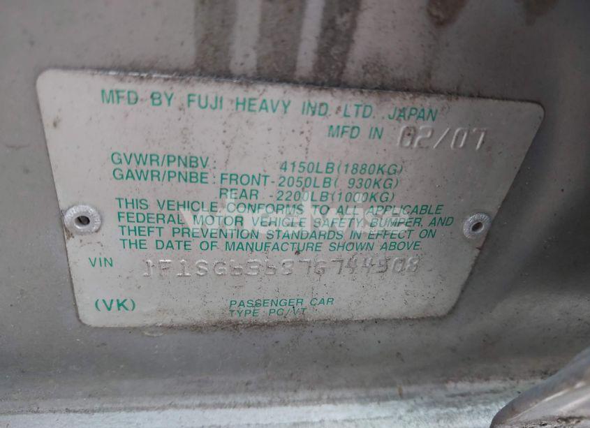 Photo 9 of 2007 Subaru Forester 2.5X (VIN JF1SG63687G744508)